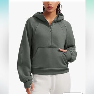 CRZ YOGA Womens Fleece Lined Half Zip Hoodies Pullover with Thumb Holes